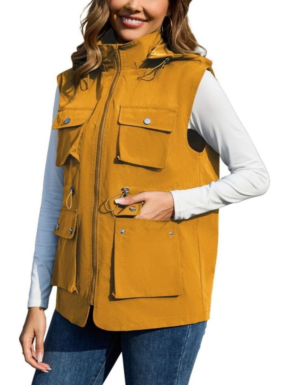 Packable Military Utility Vest - Waterproof Windbreaker Jacket with Removable